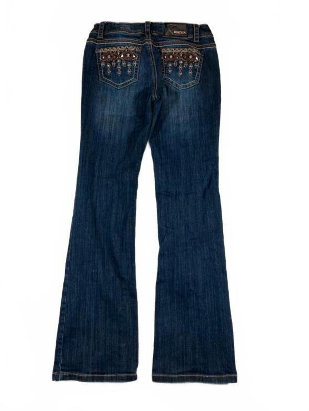 Y2K Keya Jeans Low Rise Bootcut Embellished Pockets Size 33